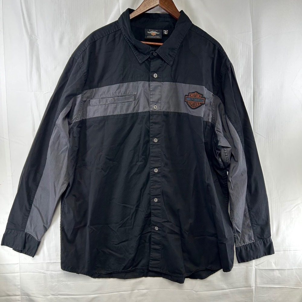 Harley-Davidson Button Up Shirt Mens 3XL Black Grey Colorblock 99081-20VM